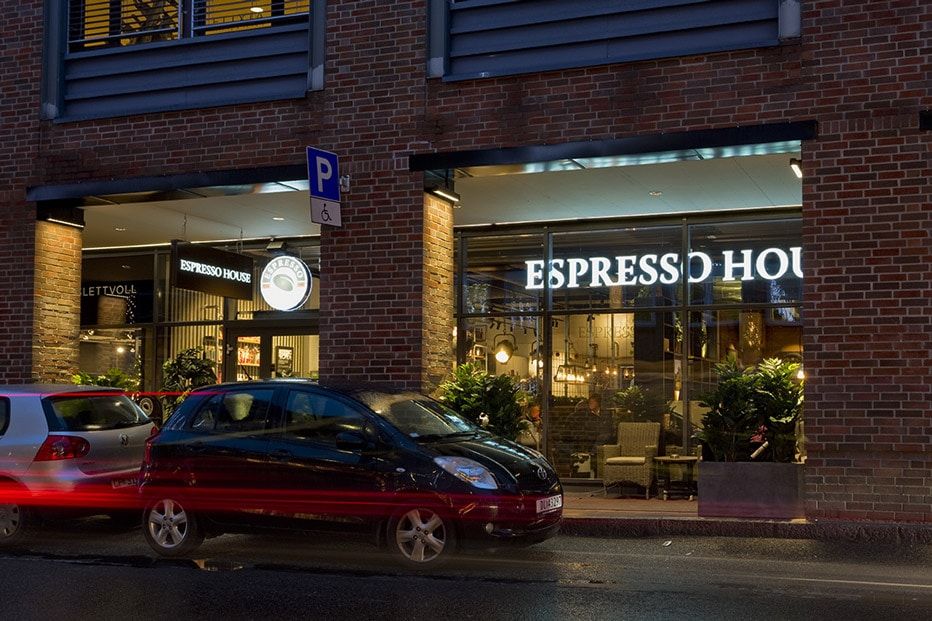 Espresso House på Skøyen.Light House har levert belysningsløsningen