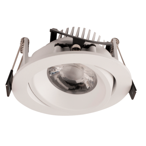 Downlight med gyroskop, med Dim to warm og Plug & Play driver. Armaturhus i hvit pulverlakert aluminium.