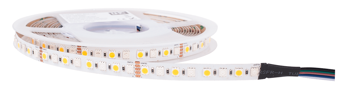 LED Strpis. Fargetemp: 2100K • 5000K Effekt: 12-14,9w/m Lumen: 1057lm -DW CRI: > 90/94 IP: 20-54 Lengde: 5m per. rull LED pr meter: 120 - 224 Alle led flex leveres med 2 meter tilkobling.